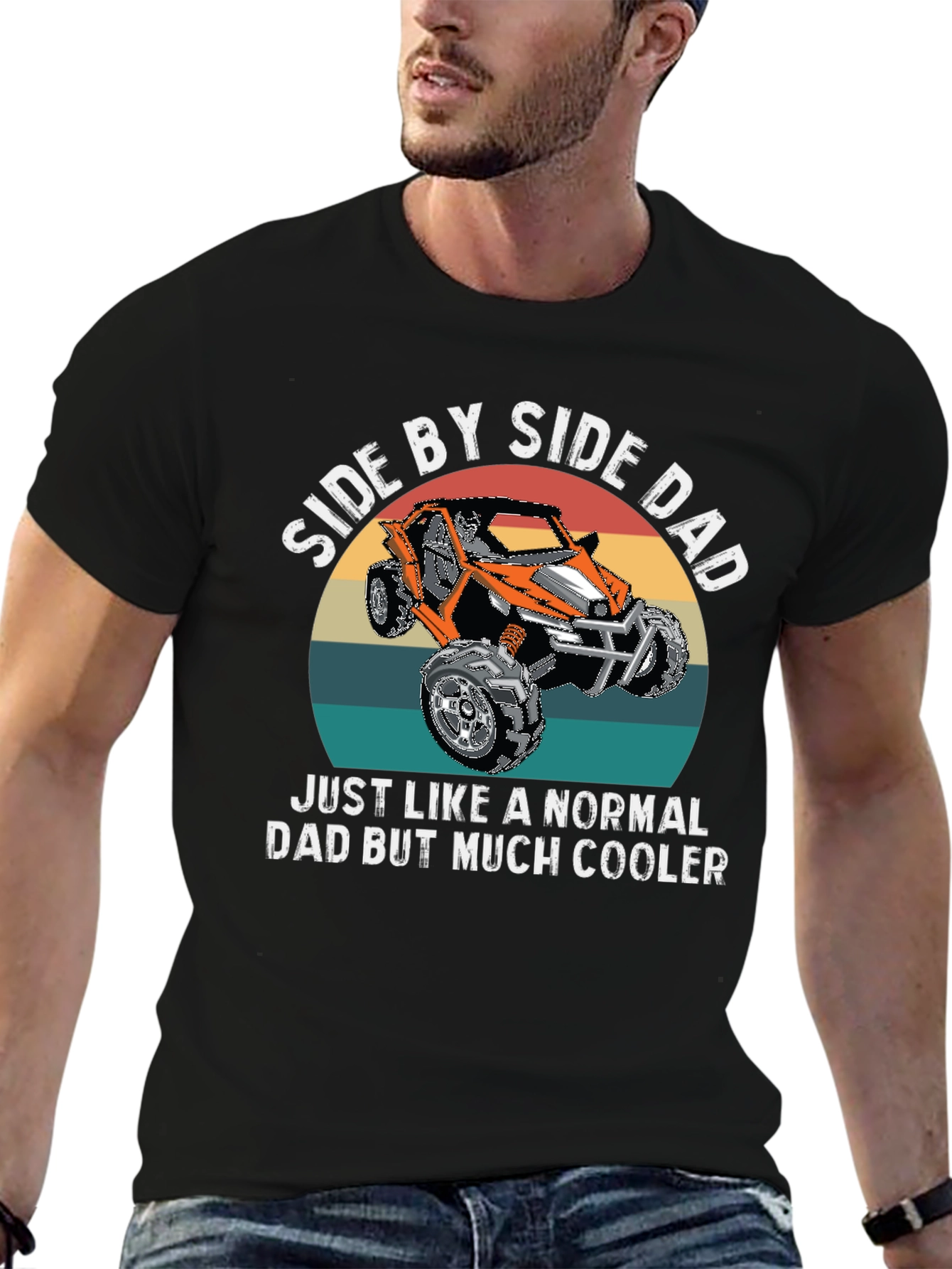 Side By Side Dad T-Shirt - Cooler Dad