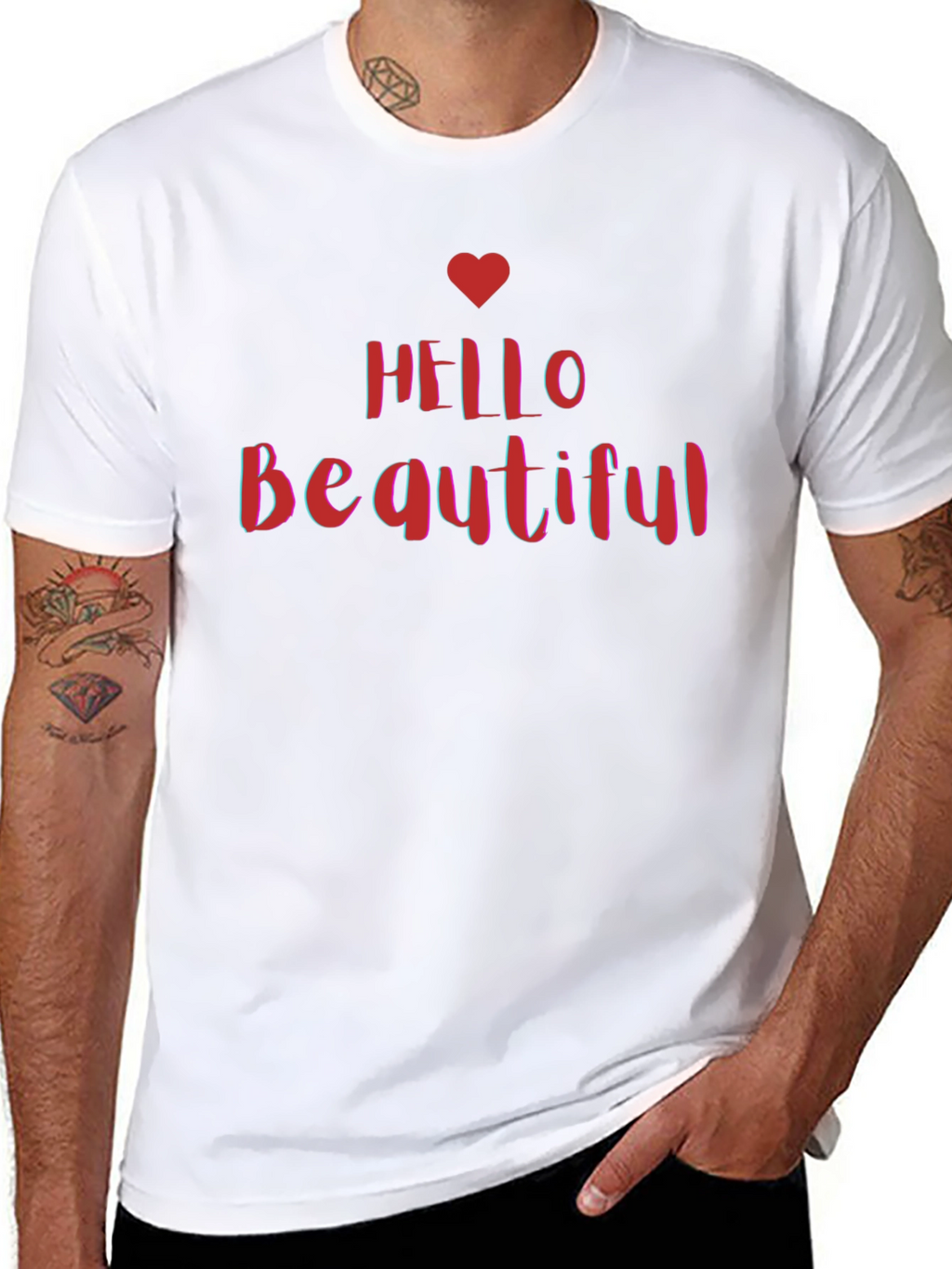 Hello Beautiful Graphic Tee - Stylish Black T-Shirt