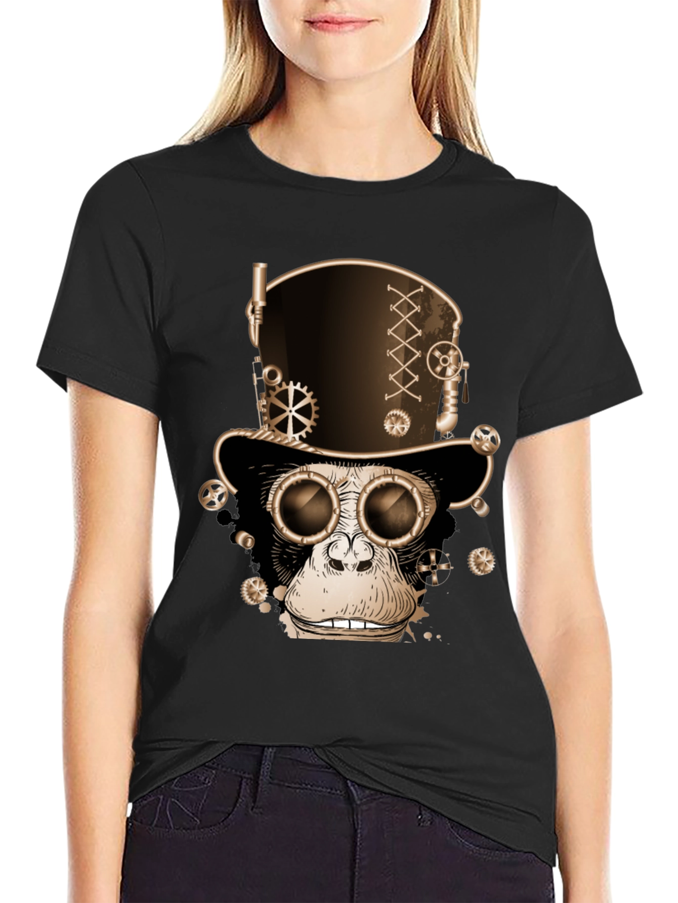 Steampunk Monkey T-Shirt - Gears & Goggles Graphic Tee