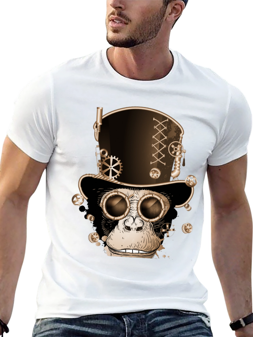Steampunk Monkey T-Shirt - Gears & Goggles Graphic Tee