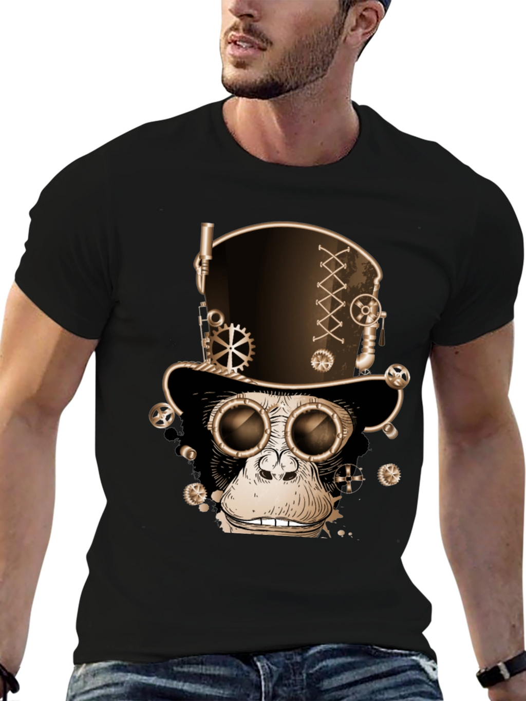 Steampunk Monkey T-Shirt - Gears & Goggles Graphic Tee