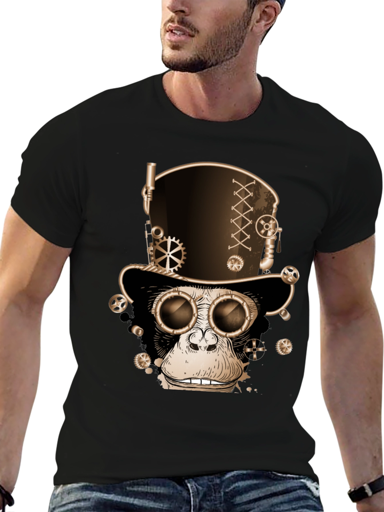 Steampunk Monkey T-Shirt - Gears & Goggles Graphic Tee