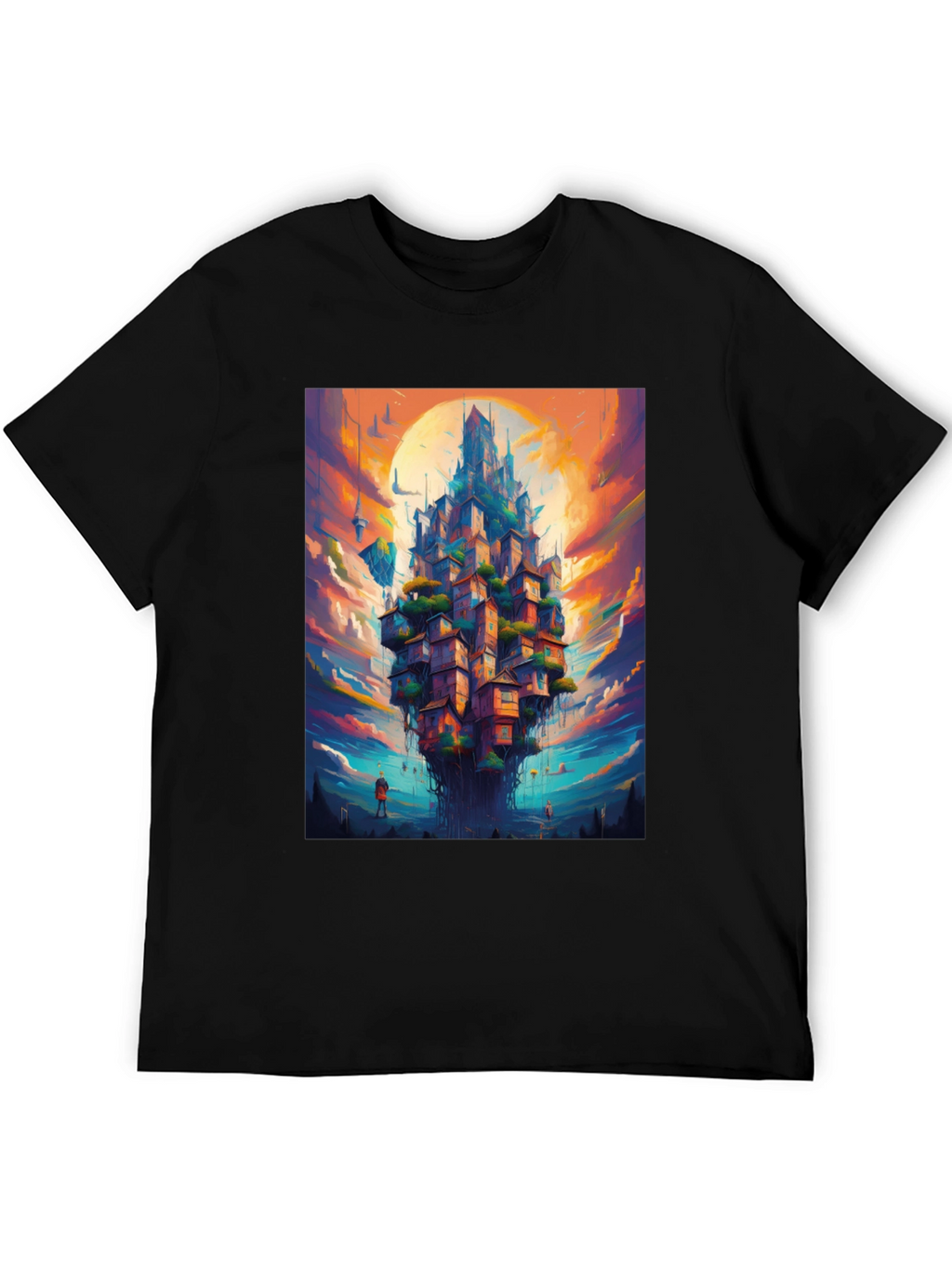 Fantasy Floating City Graphic T-Shirt