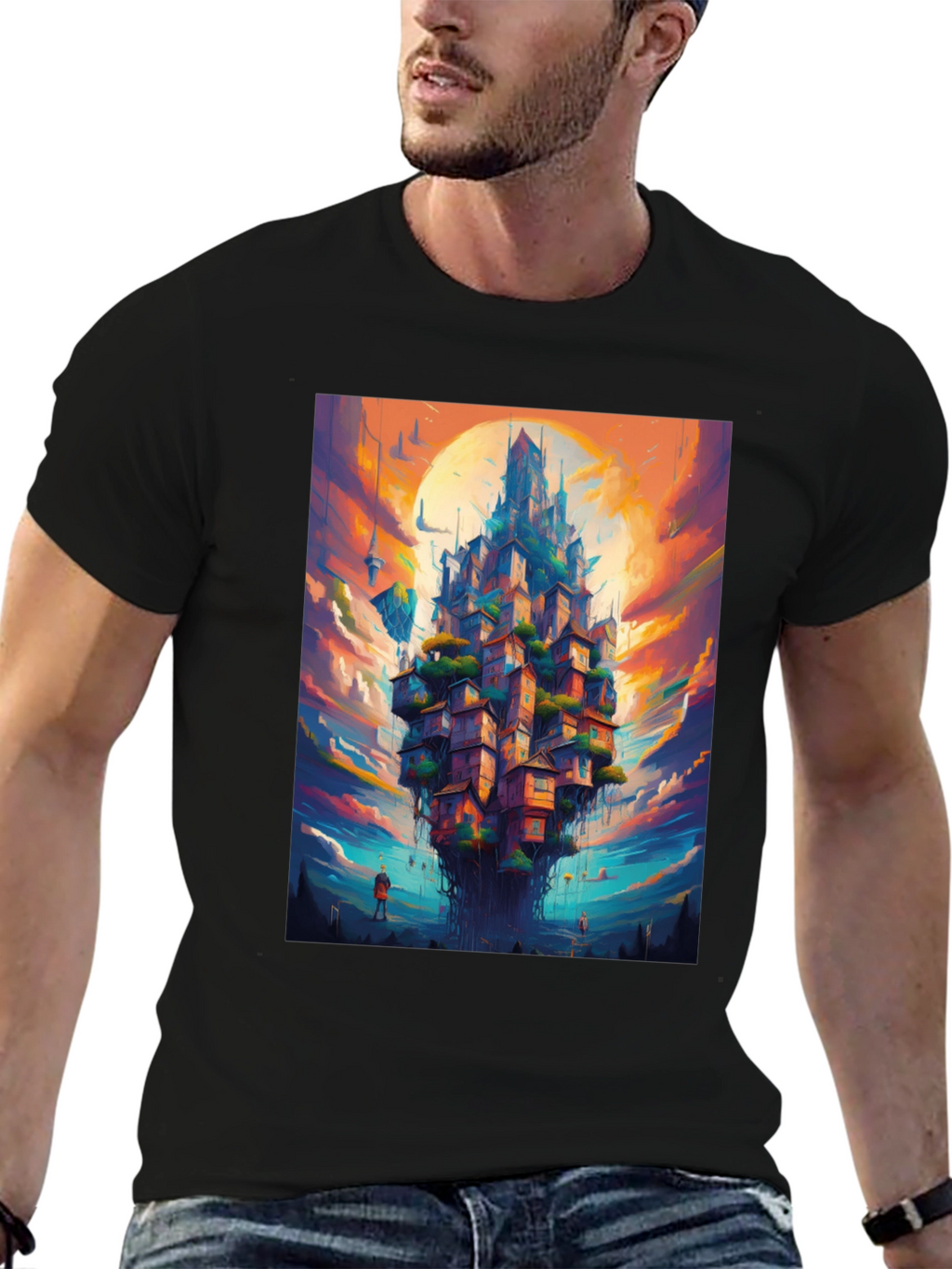 Fantasy Floating City Graphic T-Shirt