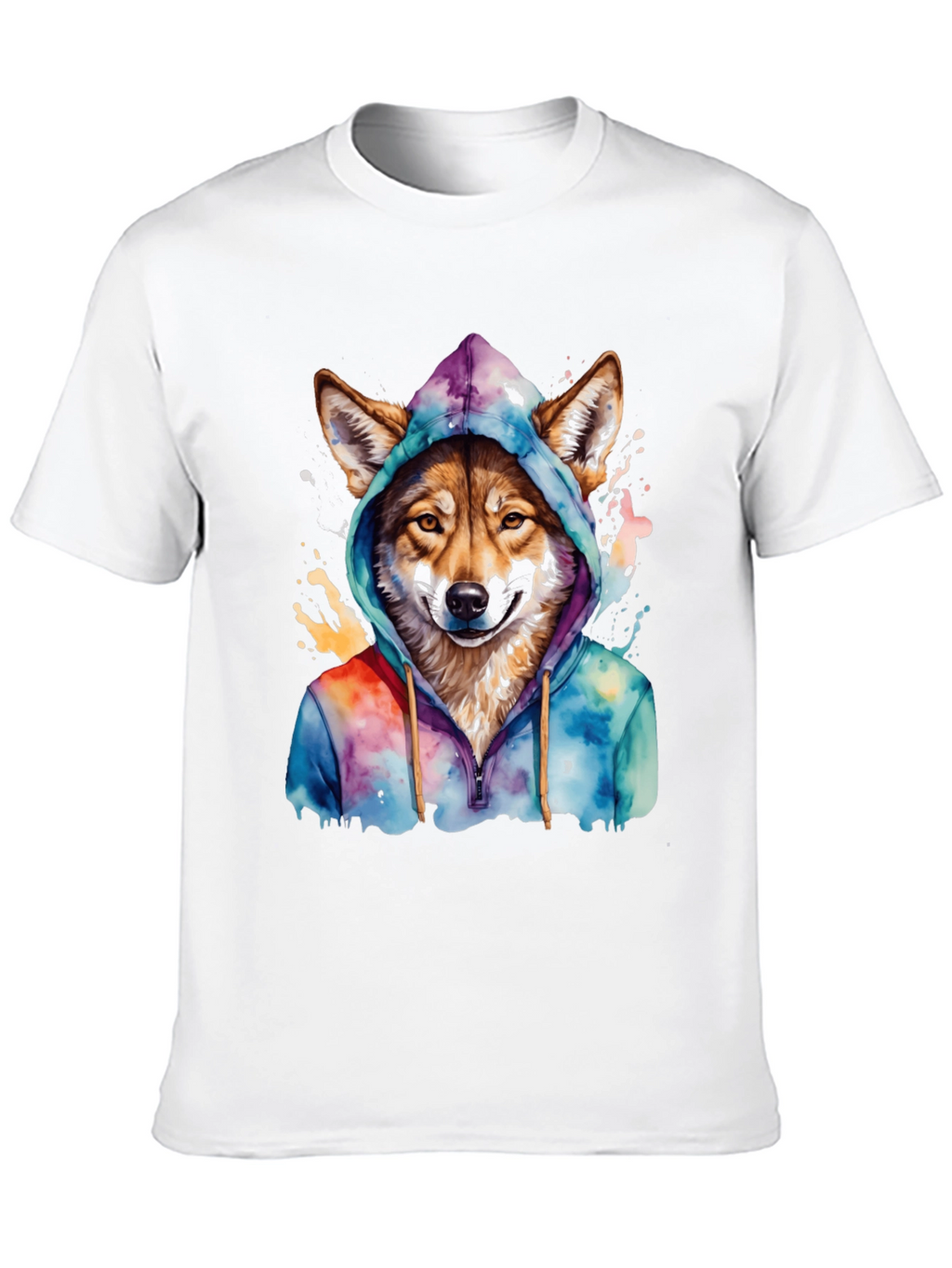 Wolf in Hoodie Graphic T-Shirt