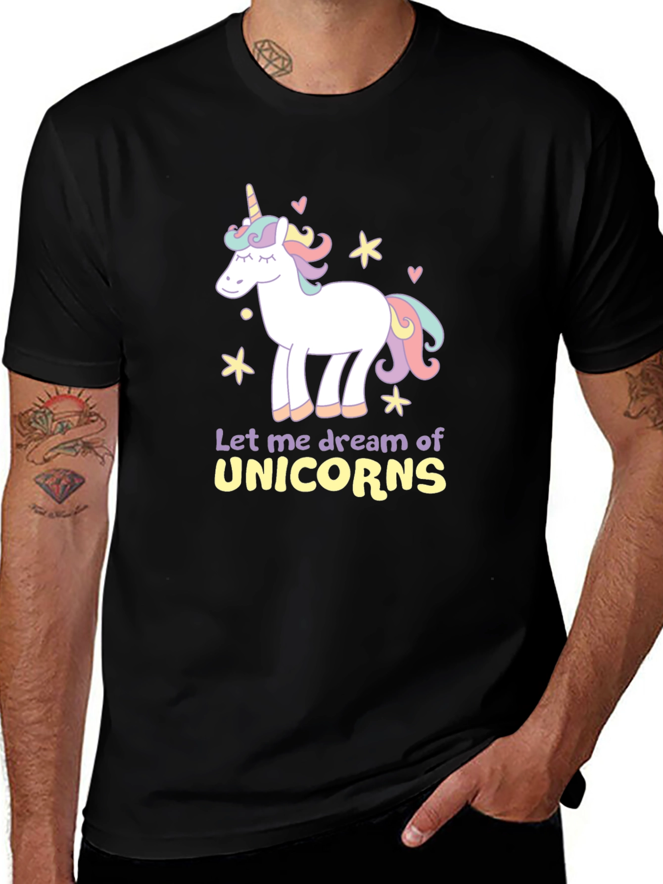 Dream of Unicorns Graphic T-Shirt - Black Cotton Tee