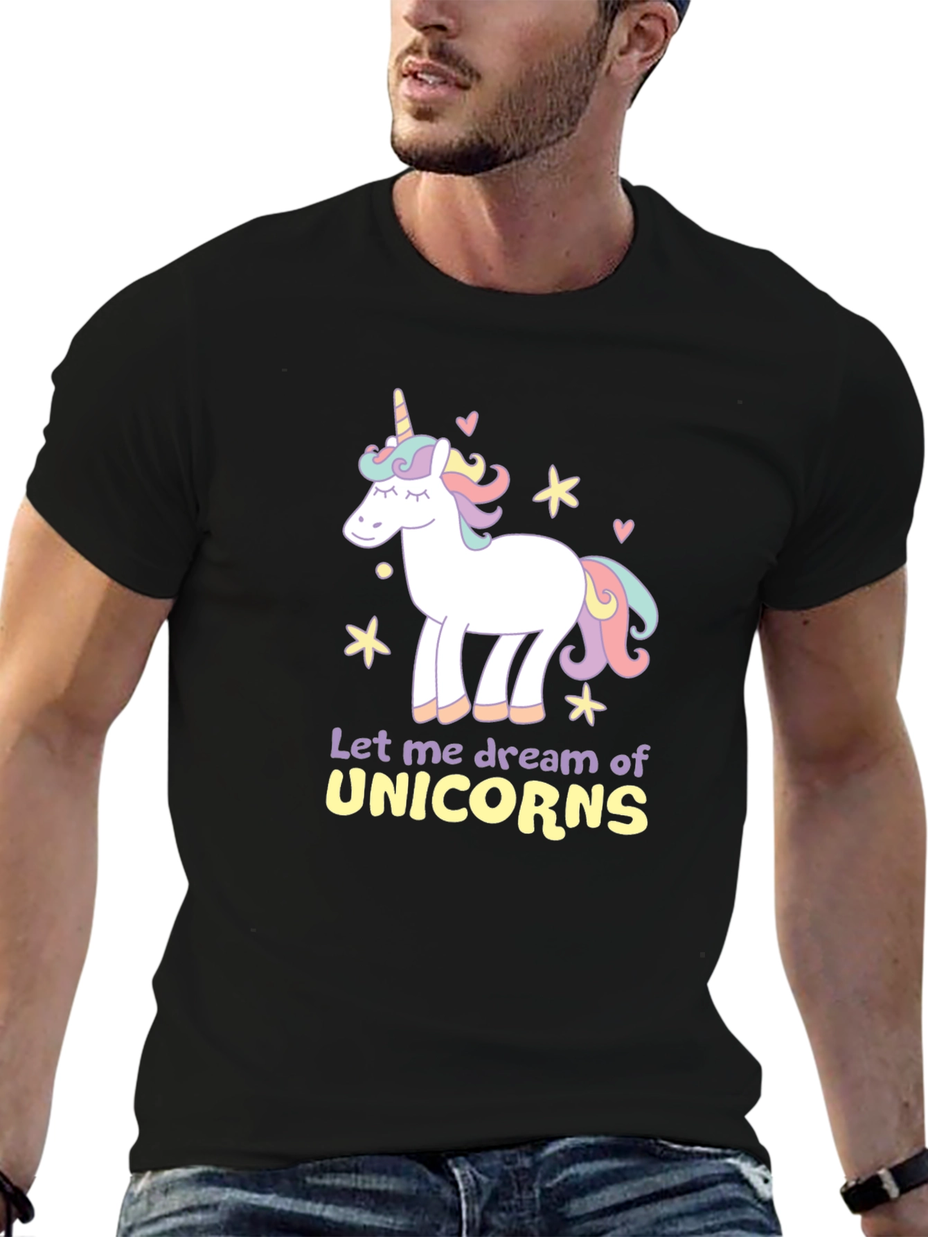 Dream of Unicorns Graphic T-Shirt - Black Cotton Tee