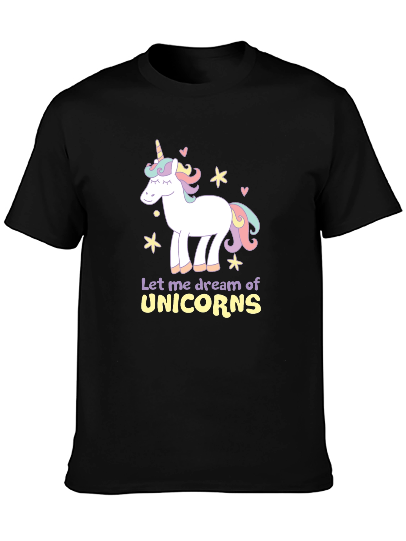 Dream of Unicorns Graphic T-Shirt - Black Cotton Tee