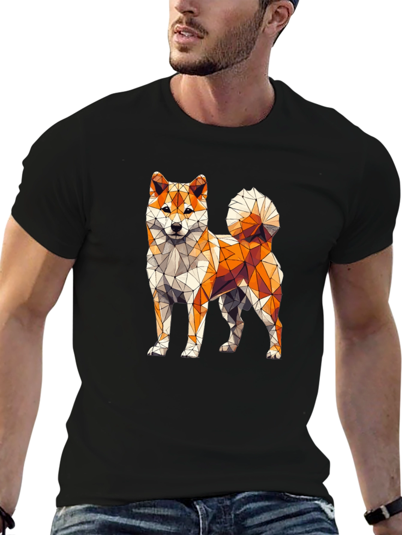 Geometric Shiba Inu Graphic Tee