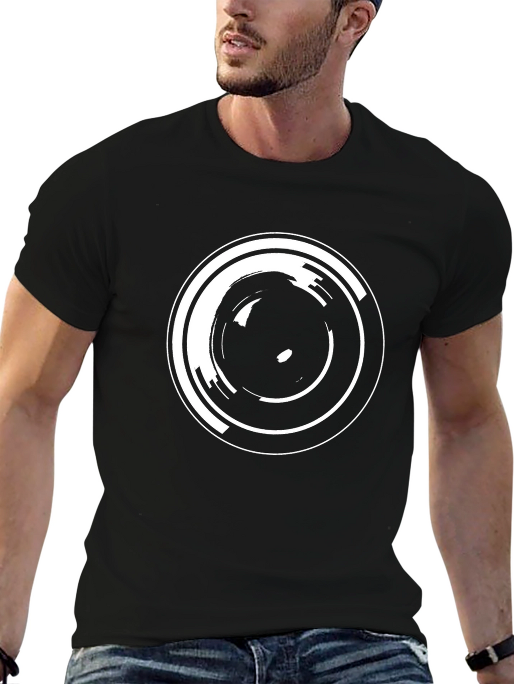 Abstract Circle Graphic Black T-Shirt