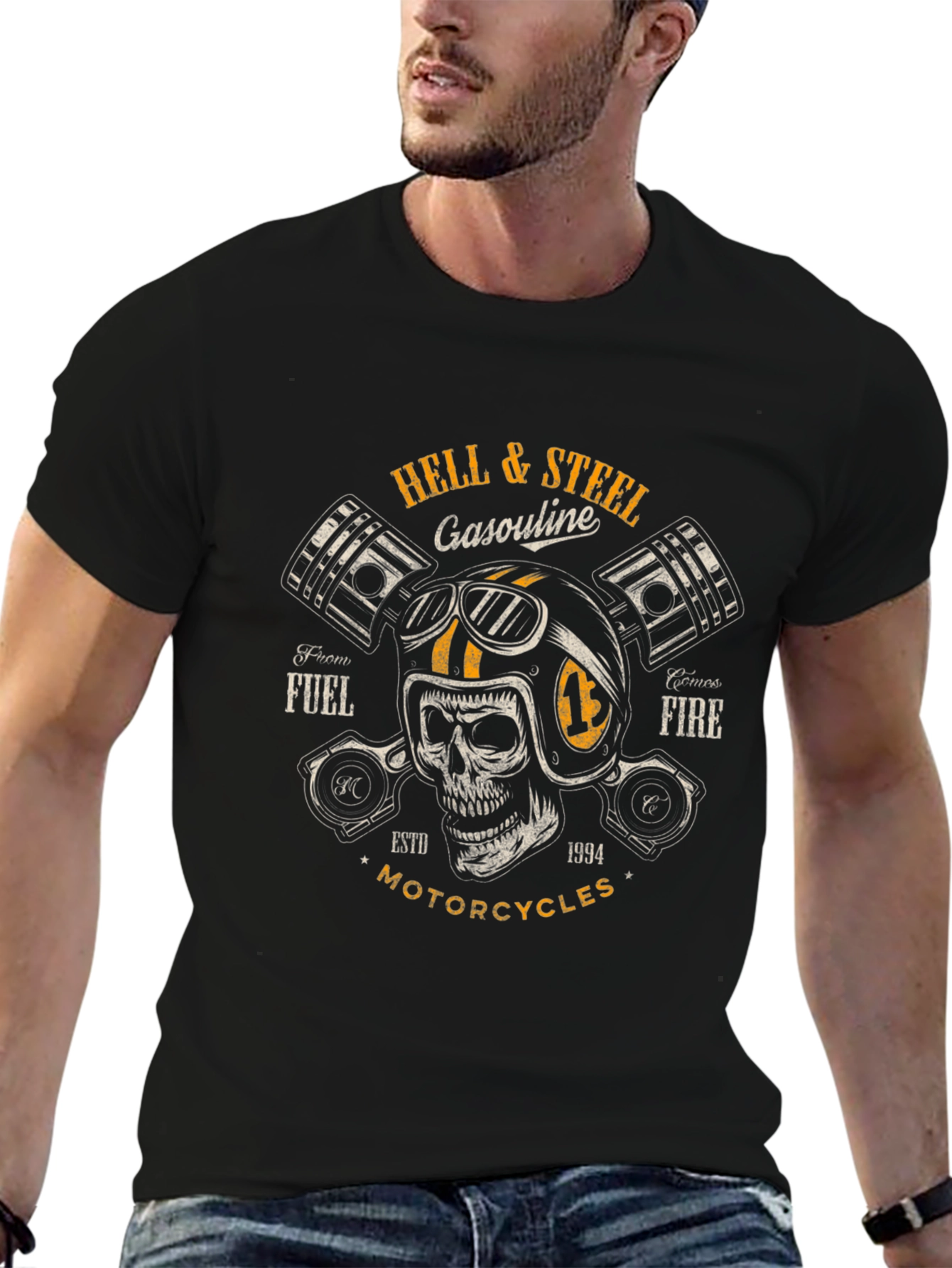Hell & Steel Motorcycle Graphic T-Shirt