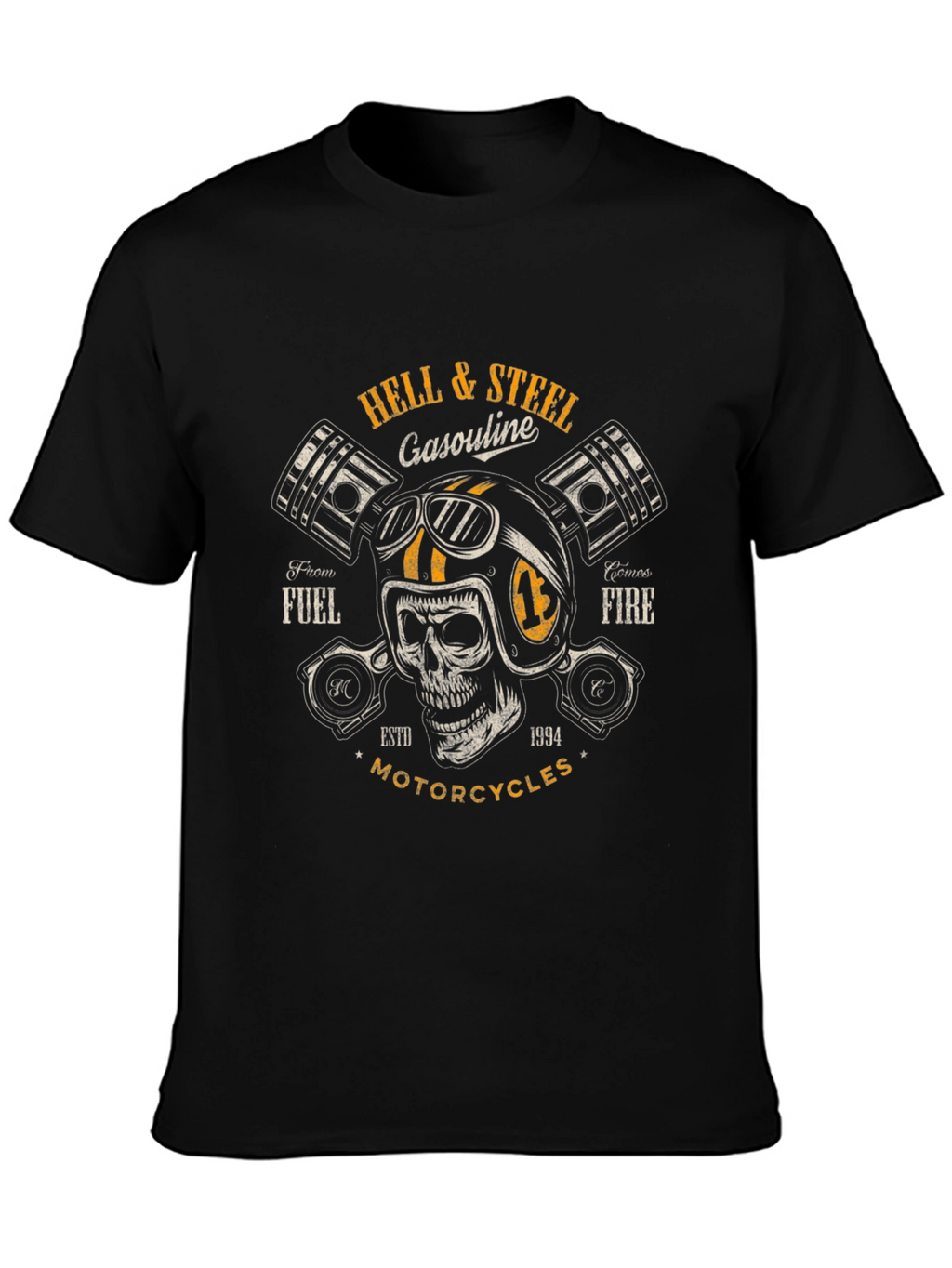 Hell & Steel Motorcycle Graphic T-Shirt