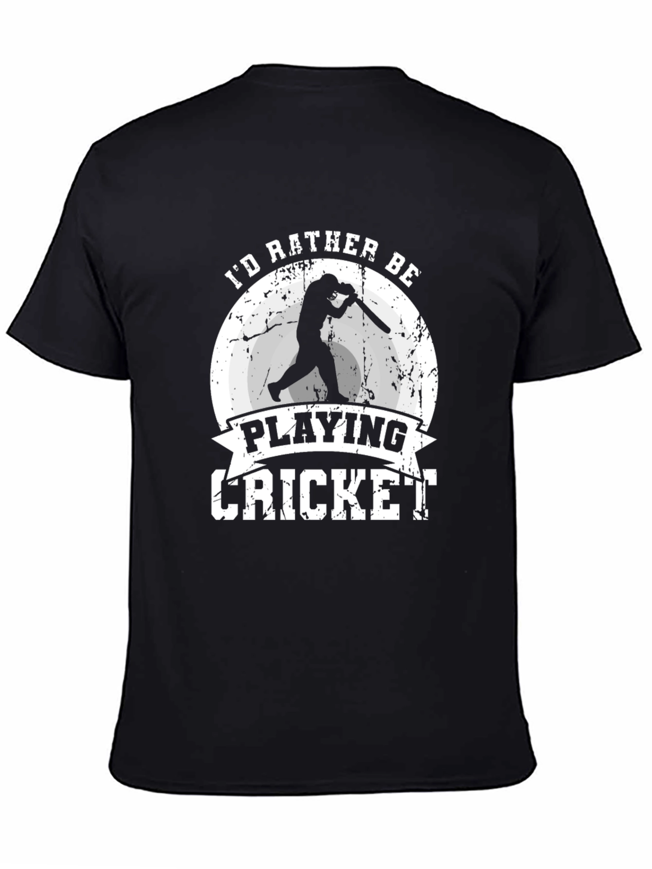 Id Rather Be Playing Cricket Black T-Shirt