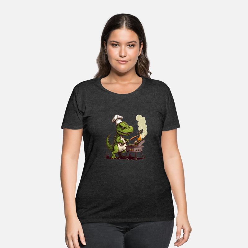 Baby Dinosaur Using A Charcoal Grill Cooking Meat