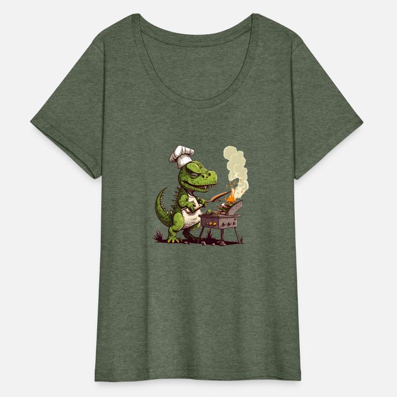 Baby Dinosaur Using A Charcoal Grill Cooking Meat