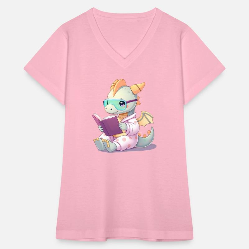 Baby dragon reading a book