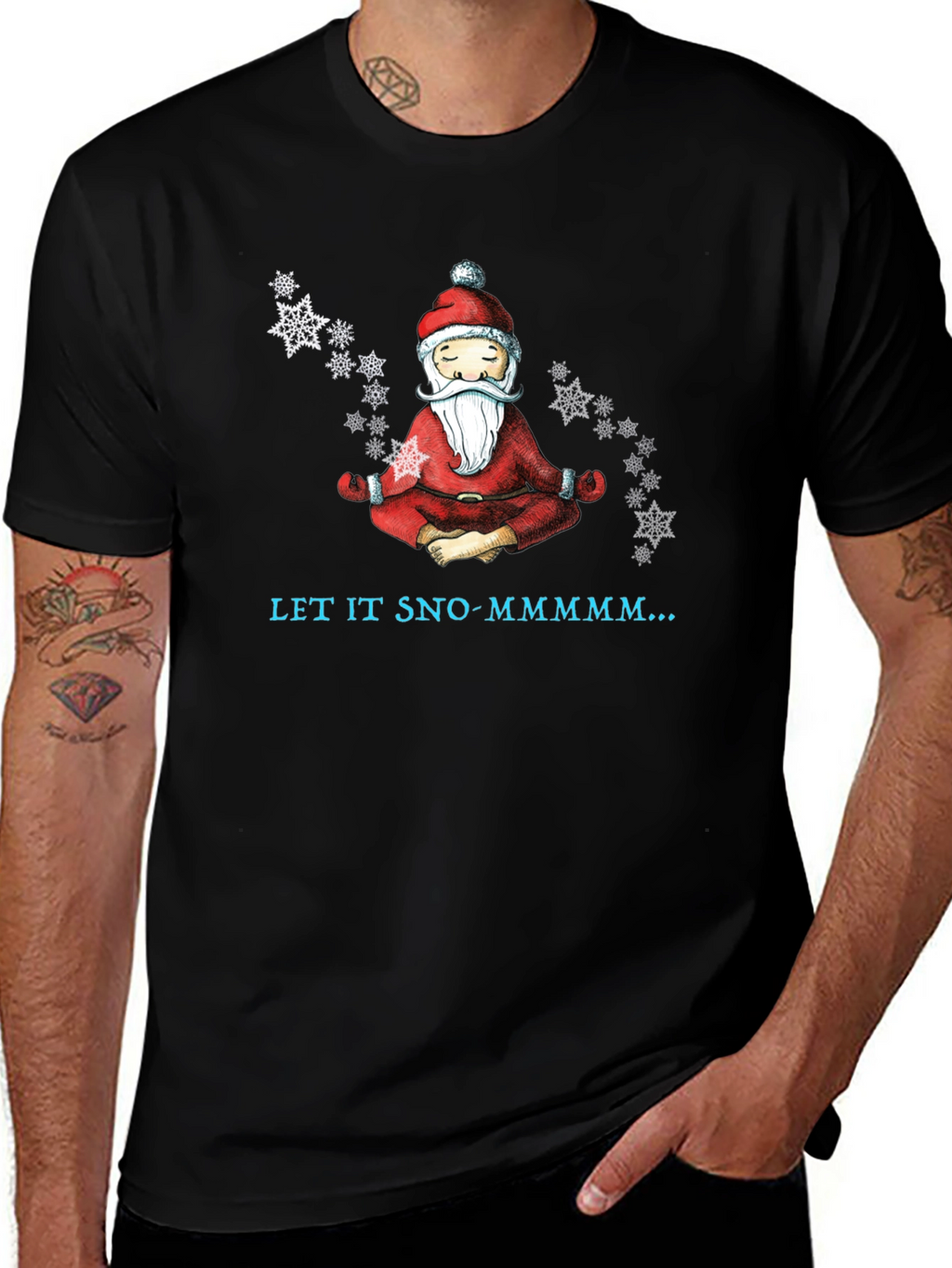 Zen Santa Let It Sno-Mmmm... Black T-Shirt