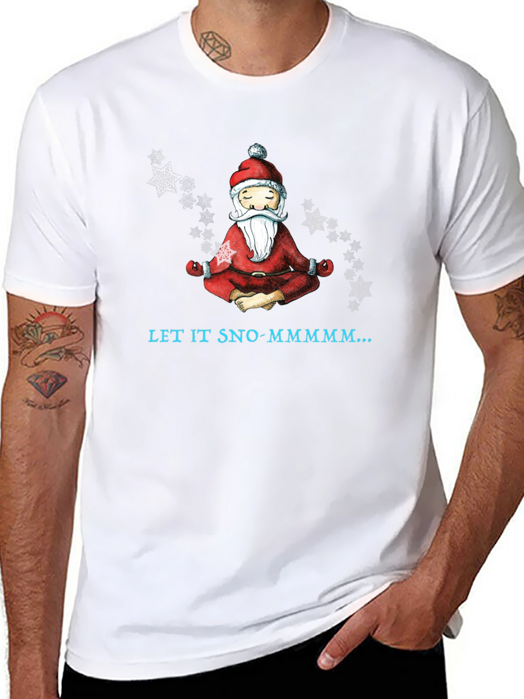 Zen Santa Let It Sno-Mmmm... Black T-Shirt