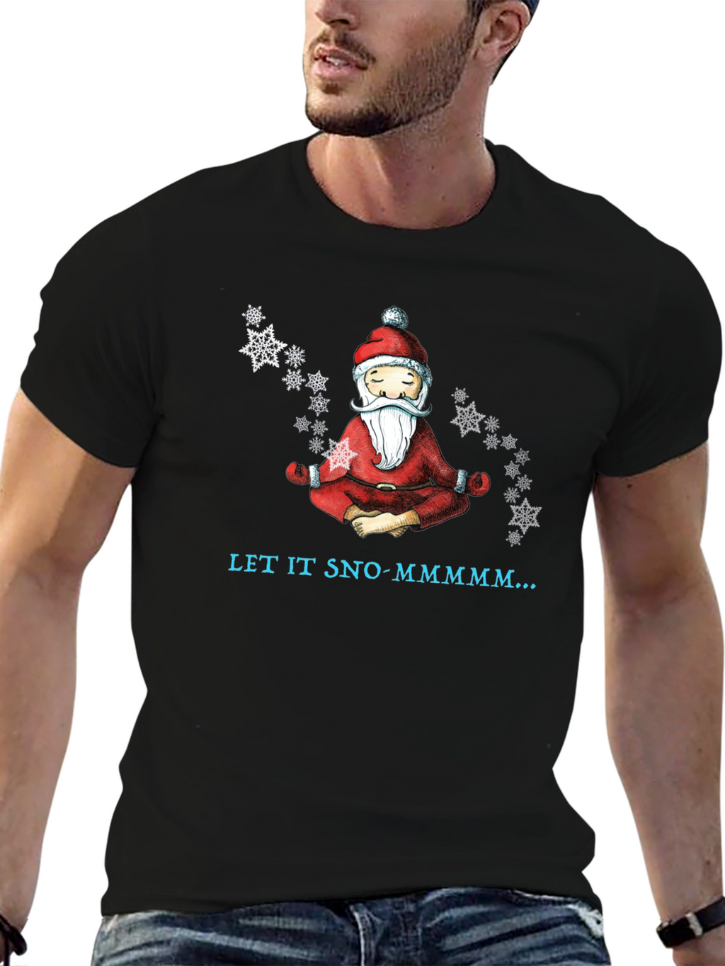 Zen Santa Let It Sno-Mmmm... Black T-Shirt
