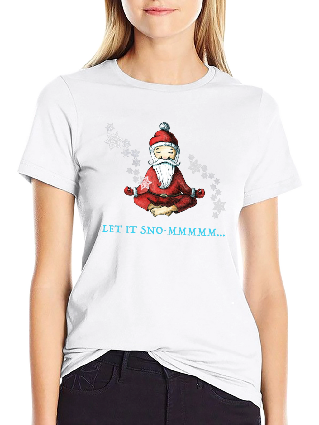 Zen Santa Let It Sno-Mmmm... Black T-Shirt