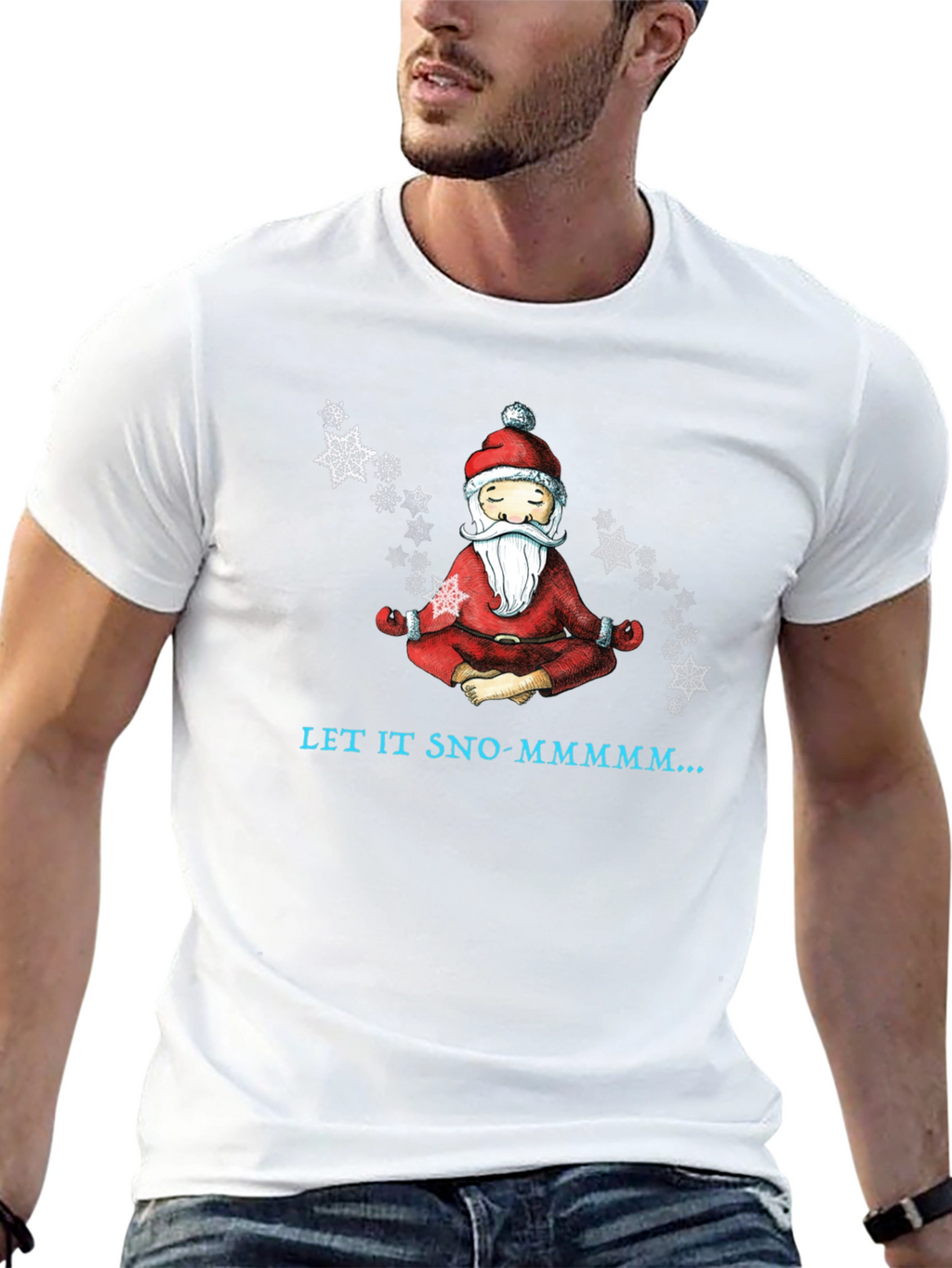 Zen Santa Let It Sno-Mmmm... Black T-Shirt