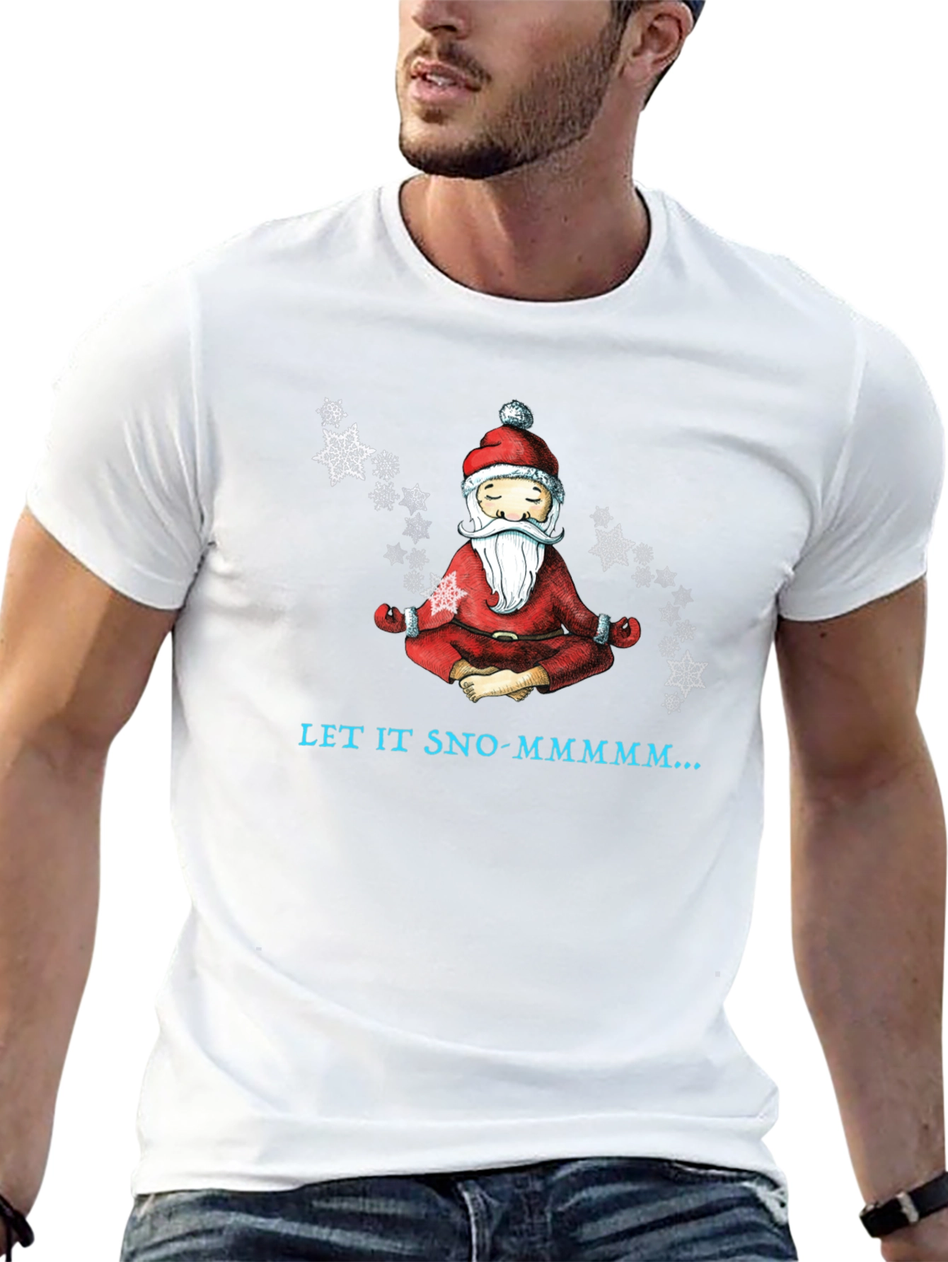 Zen Santa Let It Sno-Mmmm... Black T-Shirt