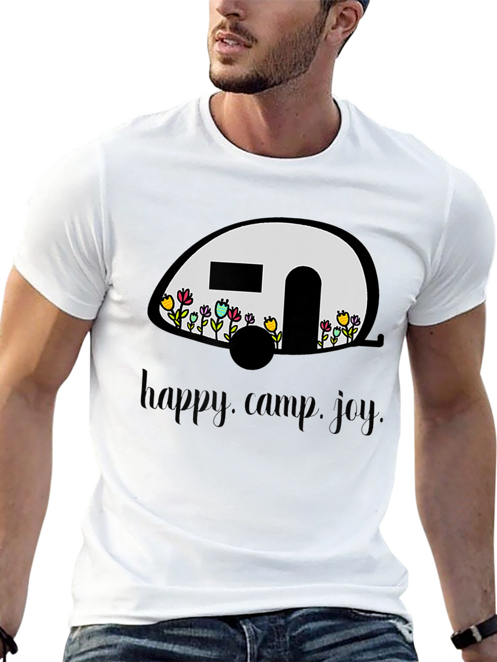 Happy Camper Graphic T-Shirt - Black