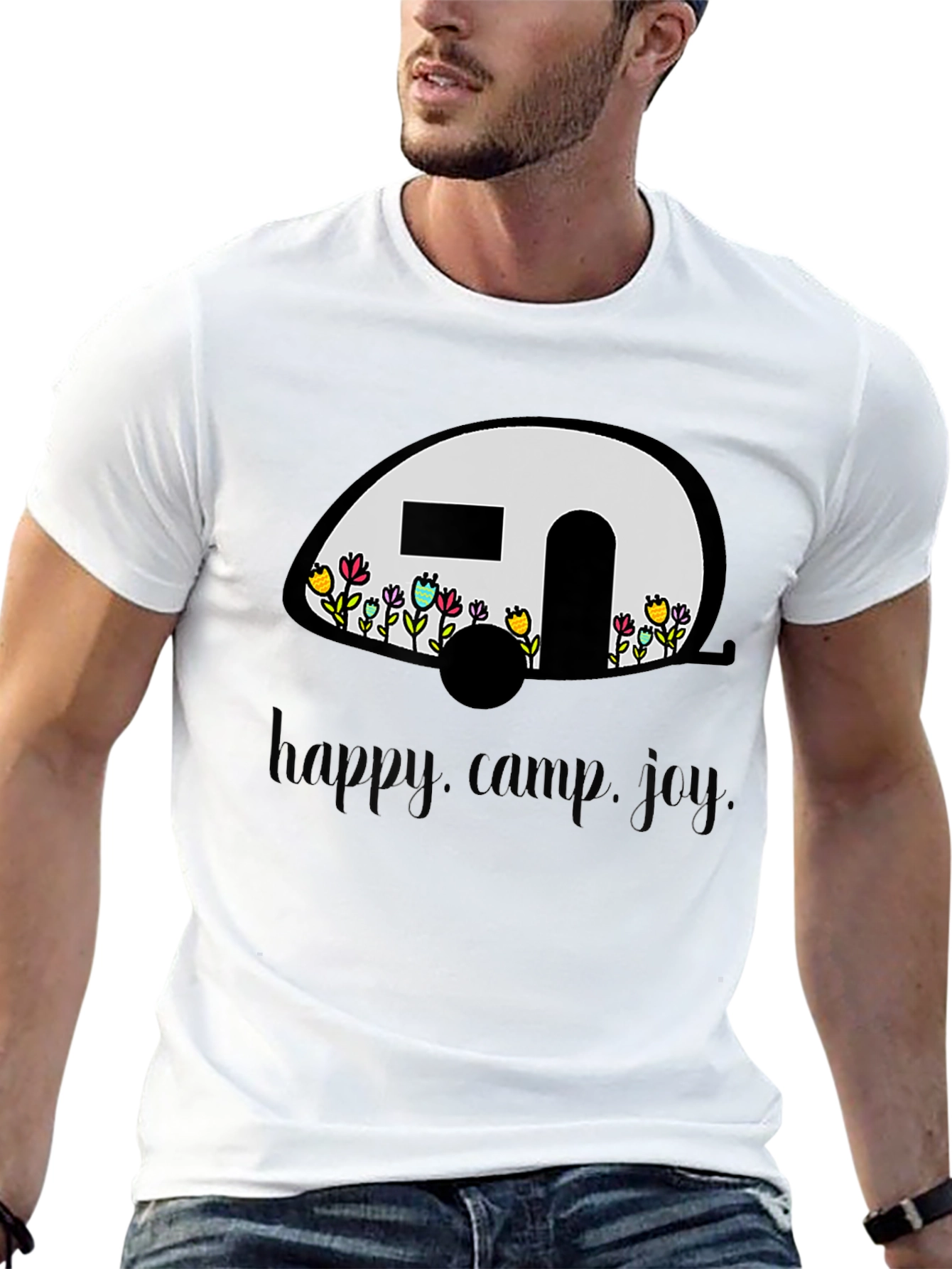 Happy Camper Graphic T-Shirt - Black