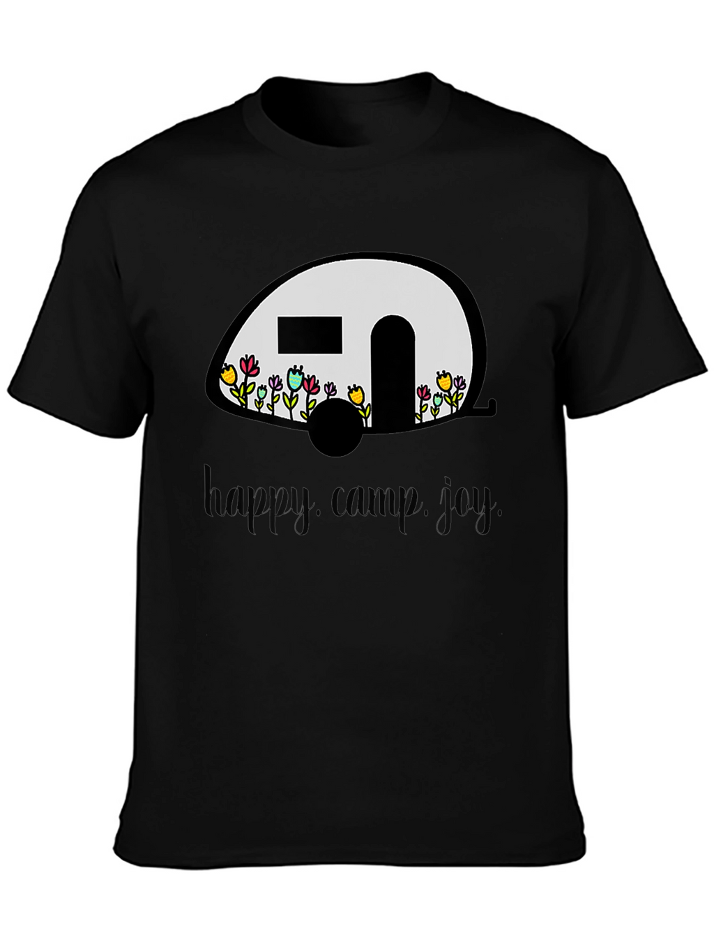 Happy Camper Graphic T-Shirt - Black