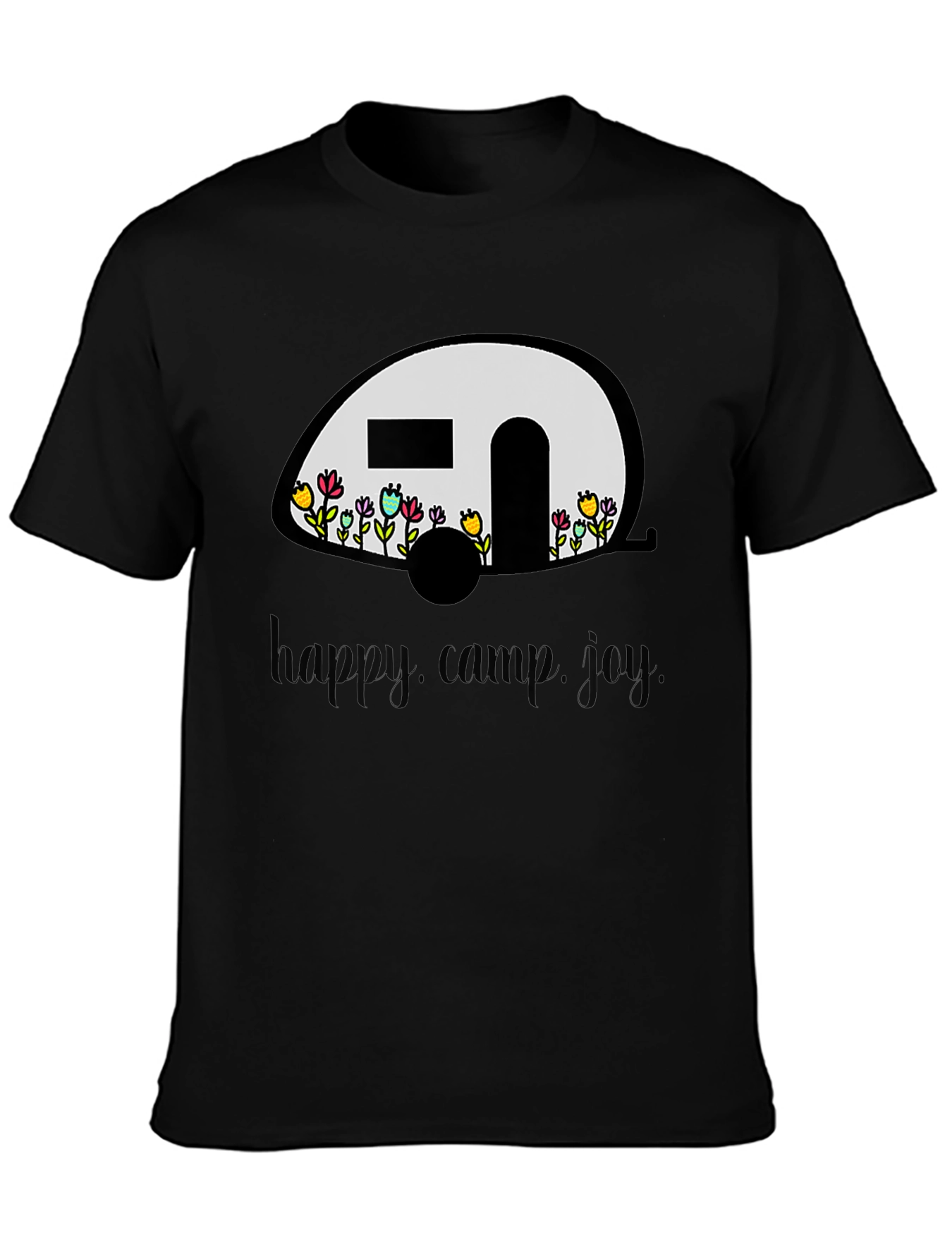 Happy Camper Graphic T-Shirt - Black