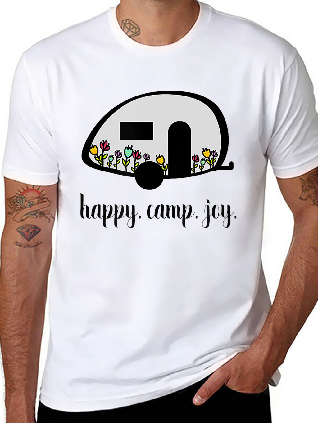 Happy Camper Graphic T-Shirt - Black