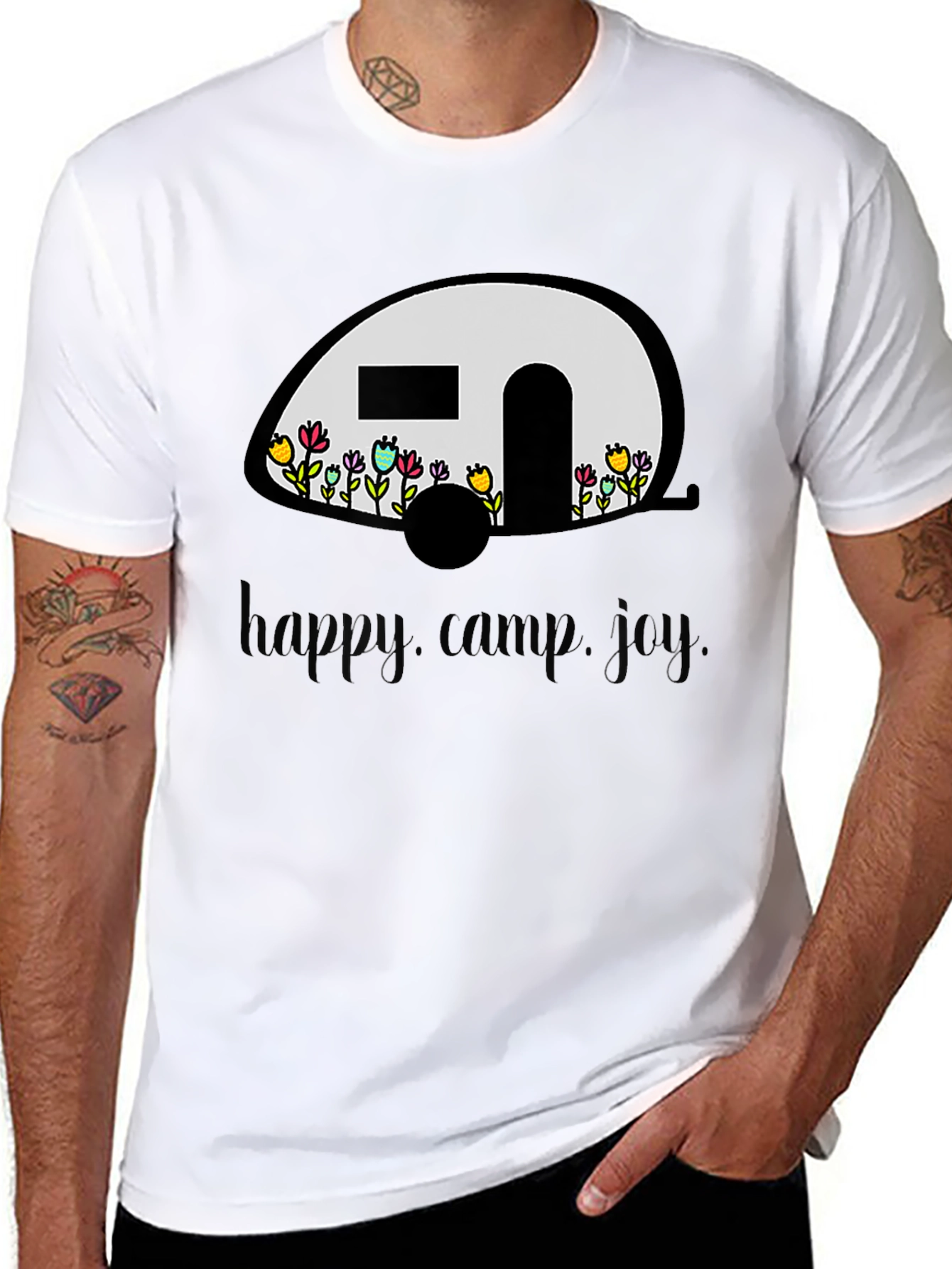 Happy Camper Graphic T-Shirt - Black
