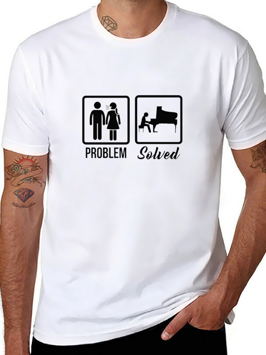 Problem Solved Piano Player Graphic T-Shirt