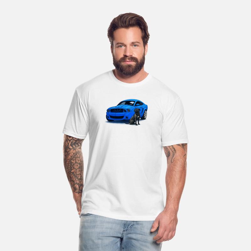 Blue Muscle Car with Dog Portrait