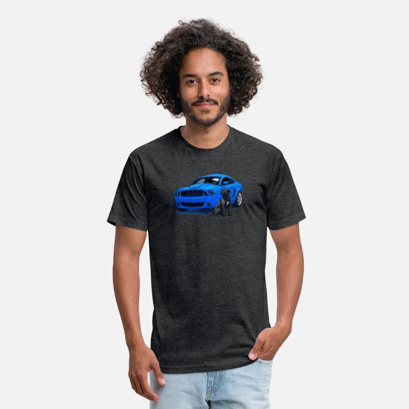 Blue Muscle Car with Dog Portrait
