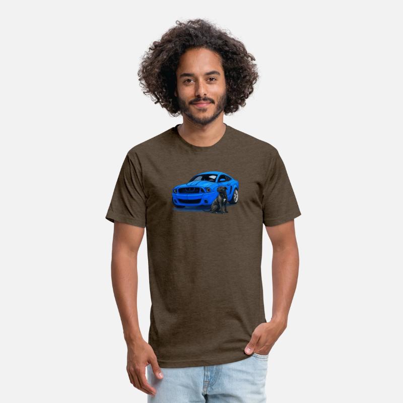 Blue Muscle Car with Dog Portrait