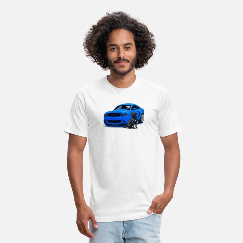 Blue Muscle Car with Dog Portrait