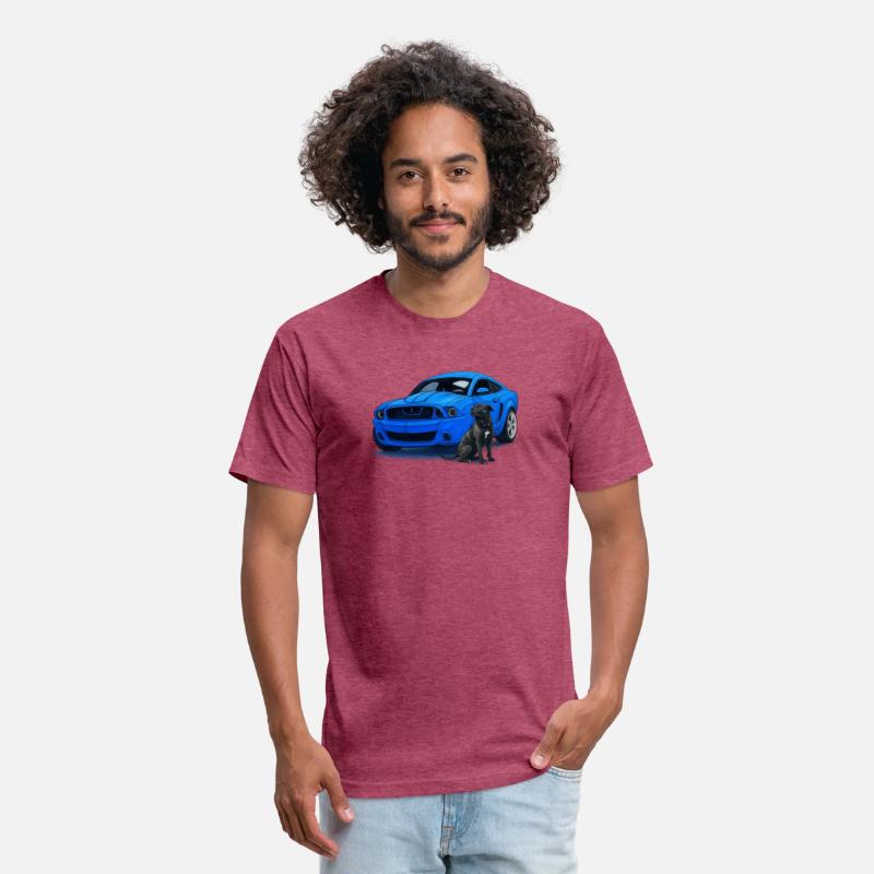 Blue Muscle Car with Dog Portrait