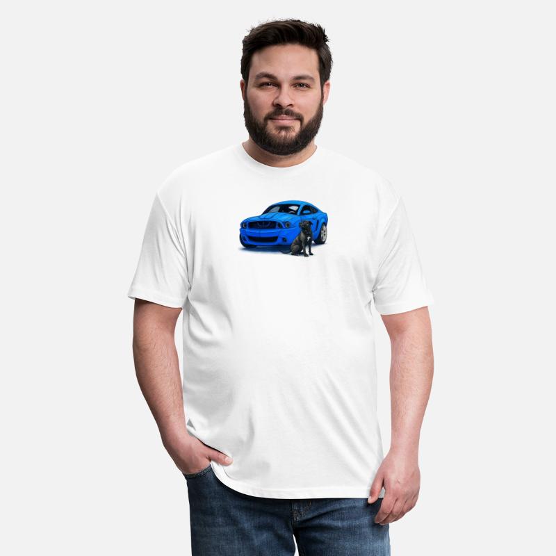 Blue Muscle Car with Dog Portrait