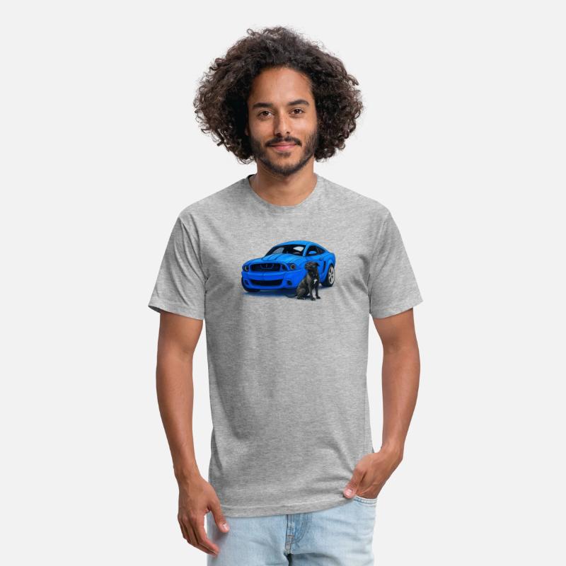 Blue Muscle Car with Dog Portrait