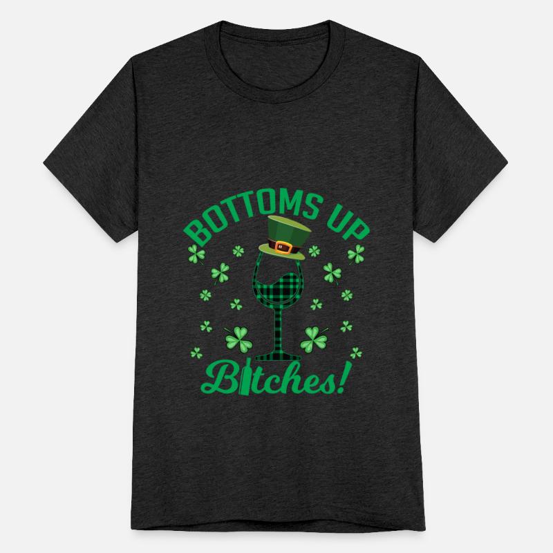 Bottoms Up Bitches Leprechaun Hat Wine Glasses