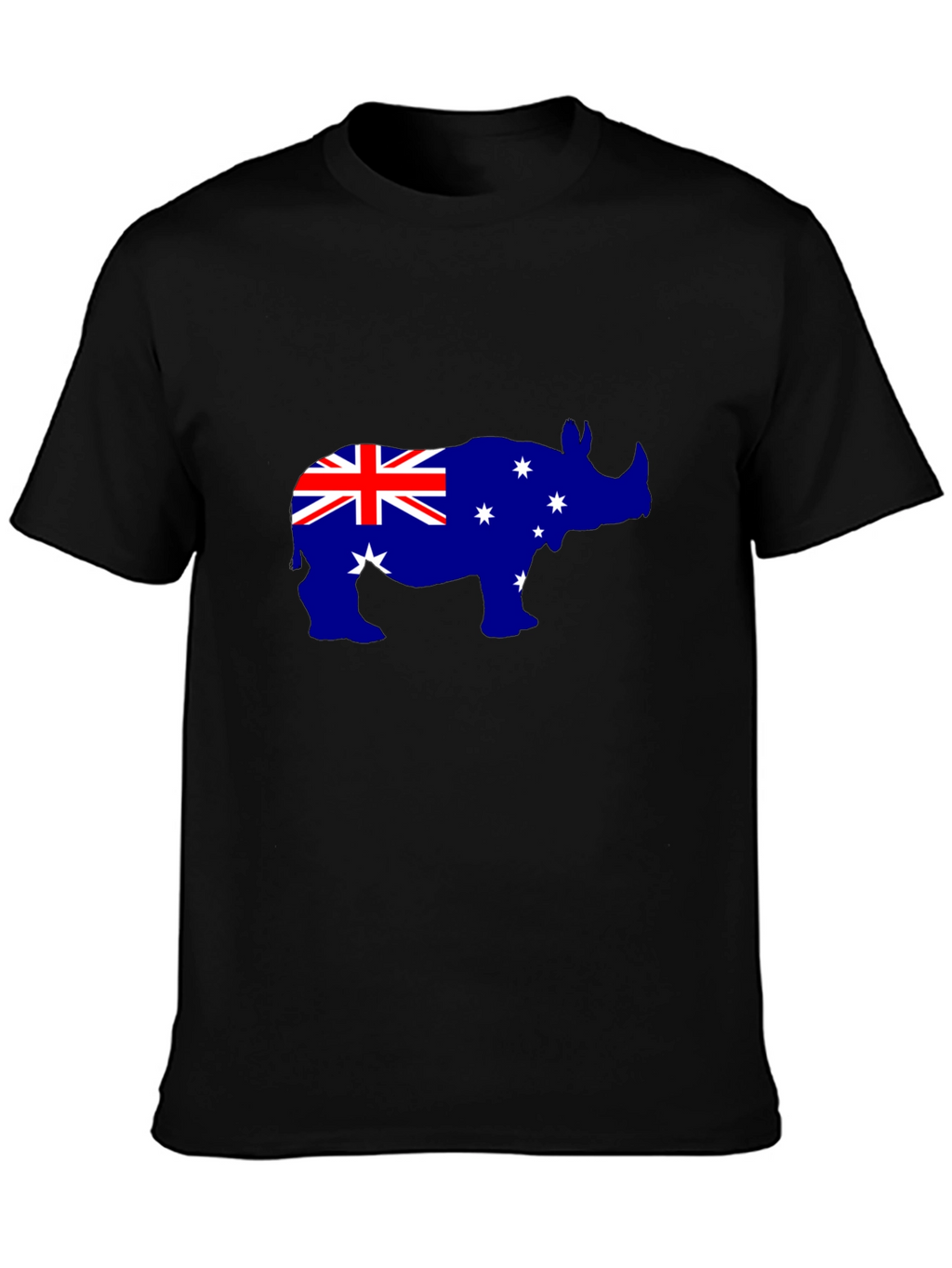 Australian Flag Rhino Black T-Shirt