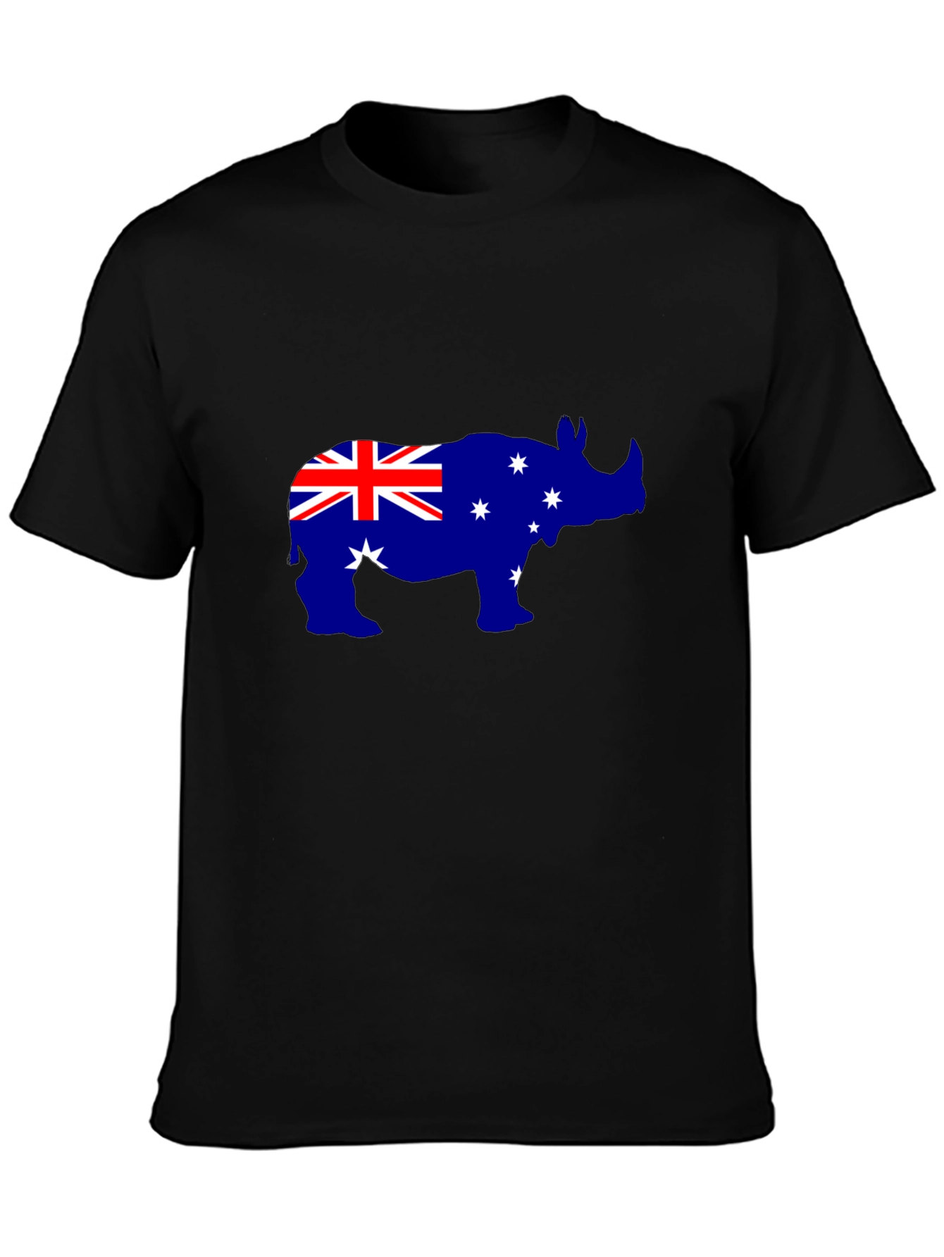 Australian Flag Rhino Black T-Shirt