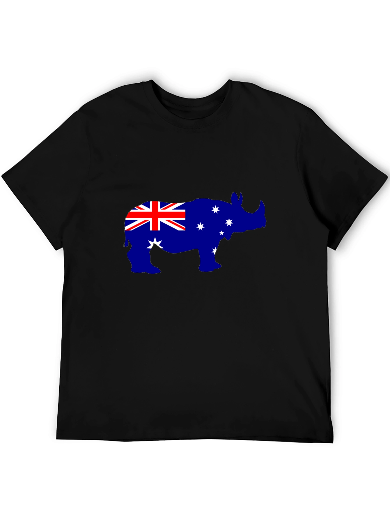 Australian Flag Rhino Black T-Shirt