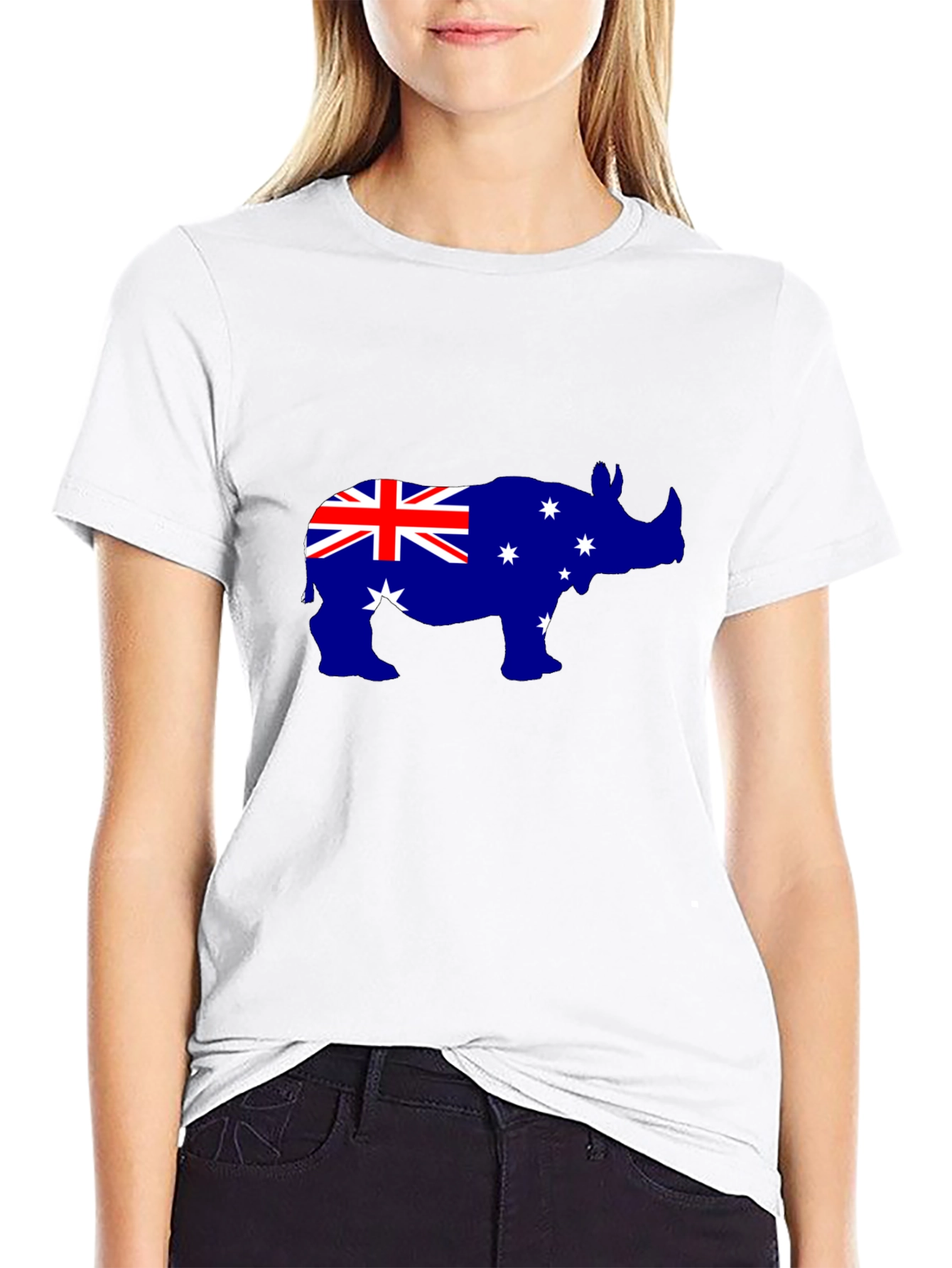 Australian Flag Rhino Black T-Shirt