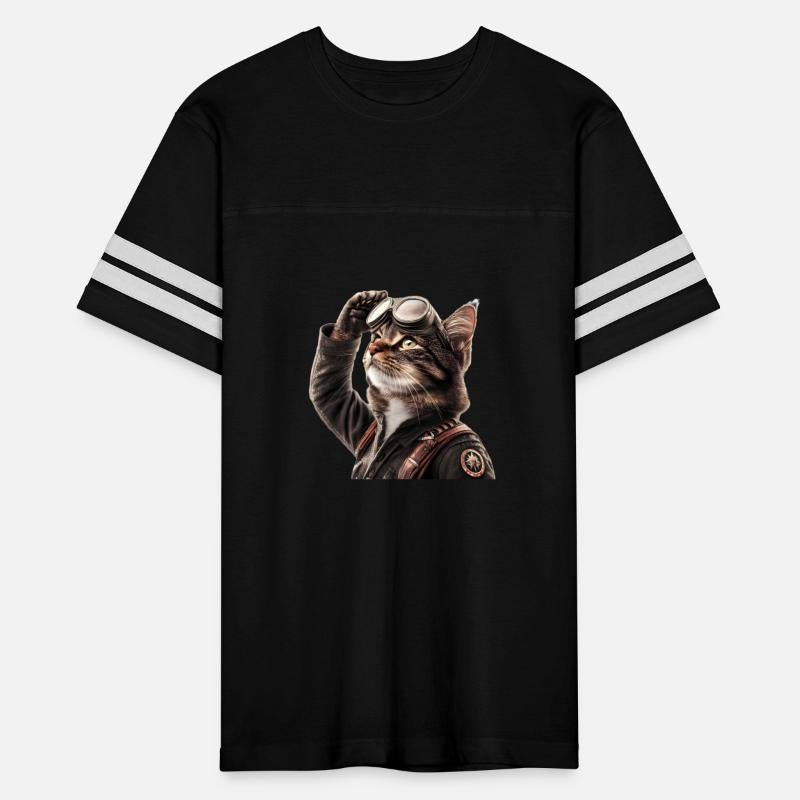 Brave Military Pilot Cat with Aviator Goggles