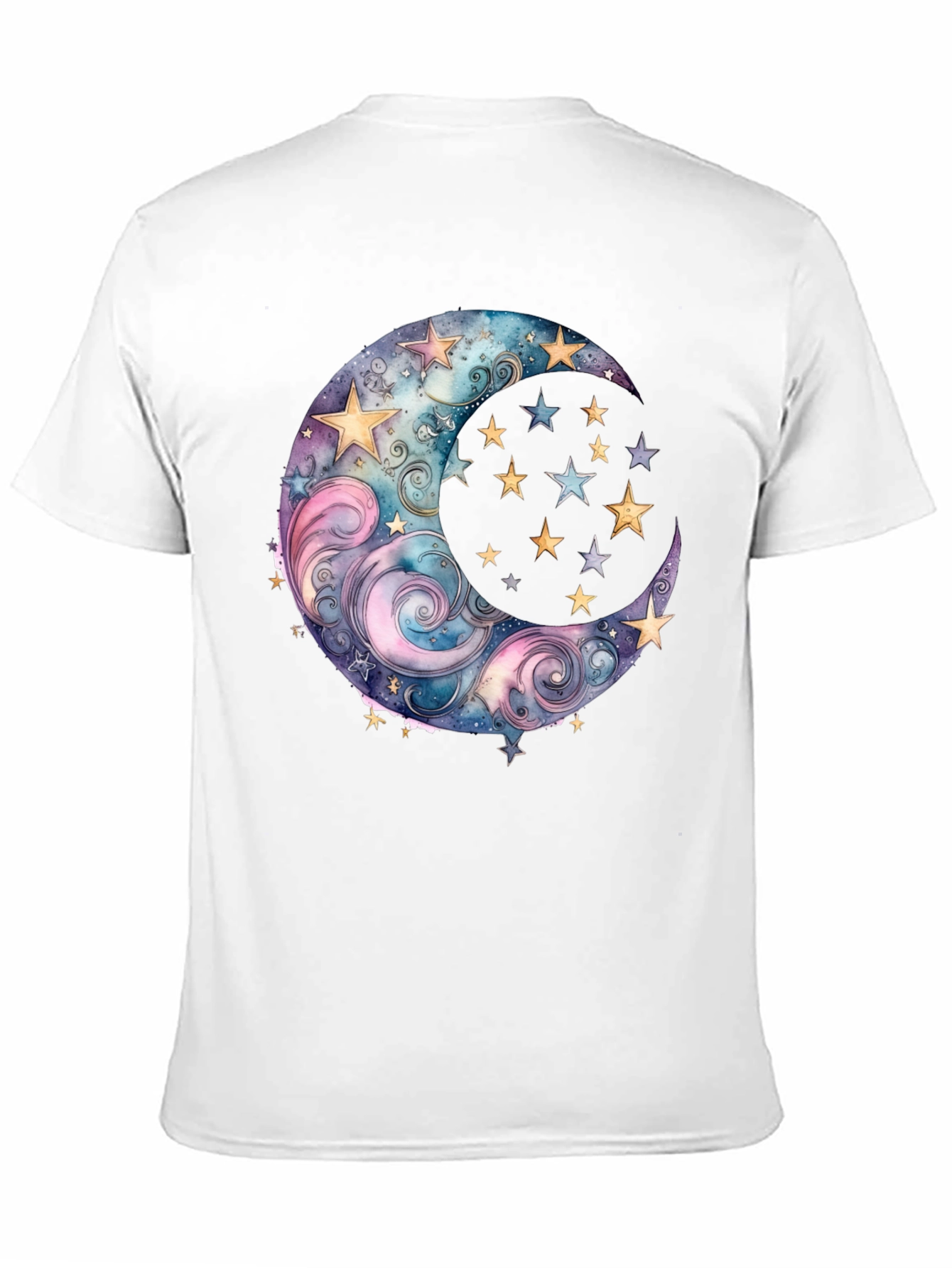 Celestial Moon and Stars Graphic Tee - Black