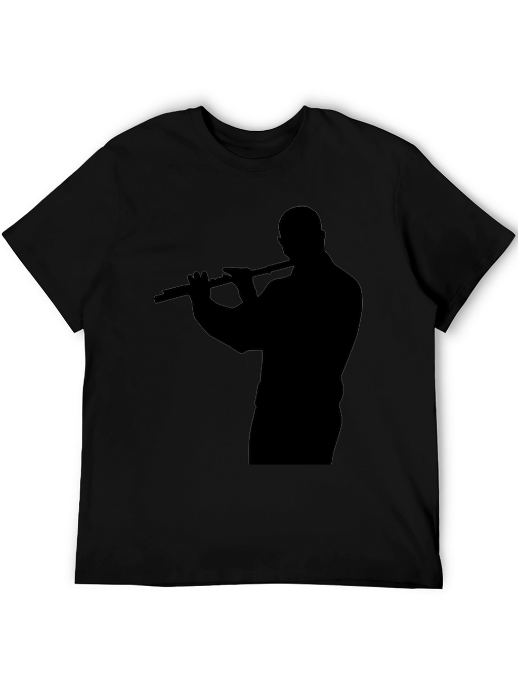 Silhouette Flute Player Black T-Shirt