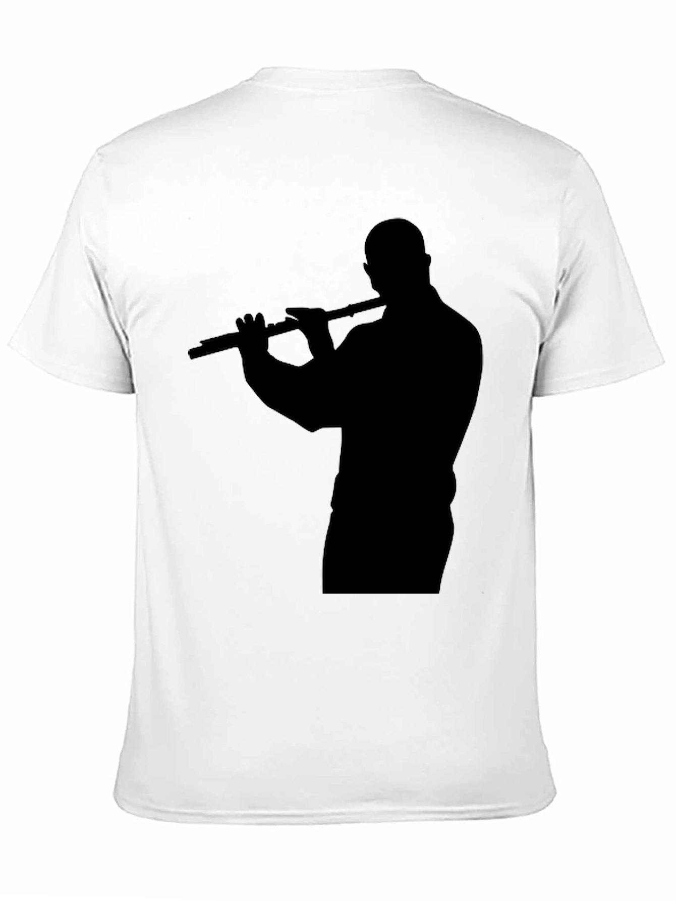 Silhouette Flute Player Black T-Shirt