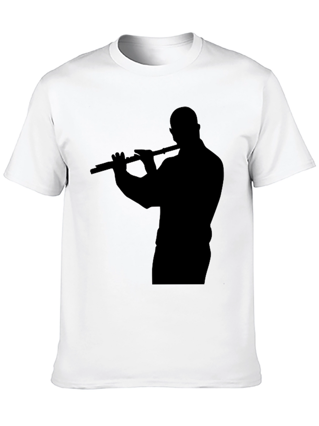 Silhouette Flute Player Black T-Shirt